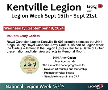Poster for Legion Week - Army Cadets