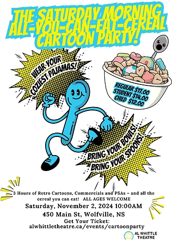 Poster for All-You-Can-Eat Cereal Cartoon Party