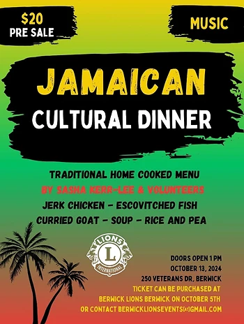 Poster for Jamaican Culture Dinner