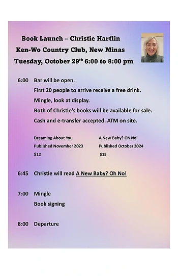 Poster for Book Launch for Christie Hartlin