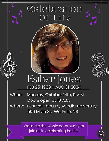 Poster for Celebration of Life for Esther Jones