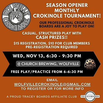 Poster for Recreational Crokinole Tournament