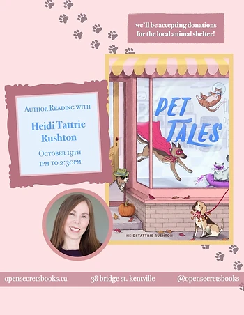 Poster for Pet Tales Reading with Author Heidi Tattrie Rushton