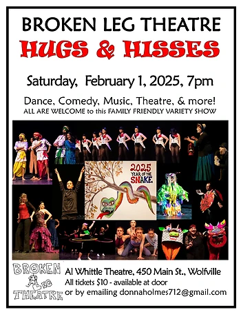 Poster for Broken Leg Theatre - Hugs & Hisses