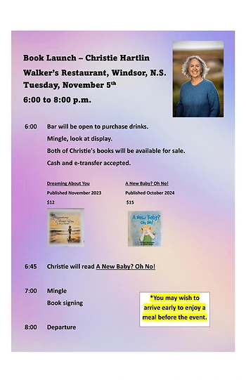 Poster for Book Launch Christie Hartlin