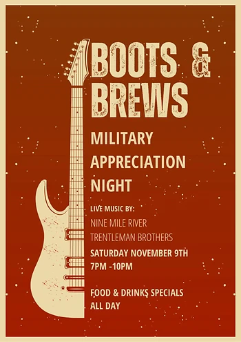 Poster for Boots & Brews Military Appreciation Night