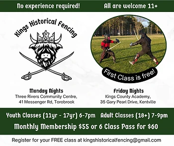 Poster for Kings Historical Fencing Classes