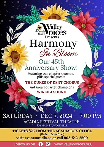 Poster for Valley Voices Harmony in Bloom Show