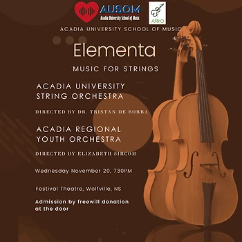 Poster for ARYO and Acadia University String Orchestra