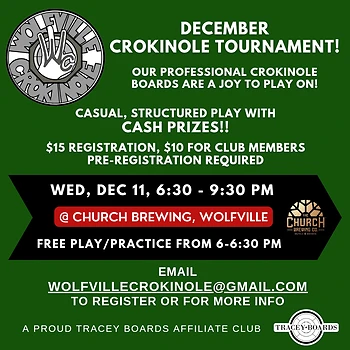 Poster for Recreational Crokinole Tournament