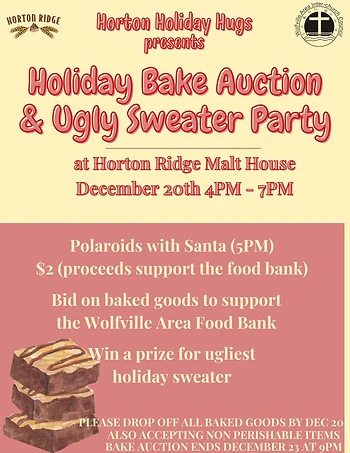 Poster for Bake Auction and Christmas Sweater Party
