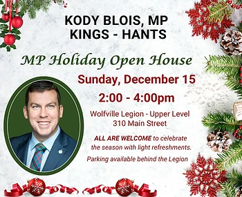 Poster for MP Kody Blois Christmas Open House