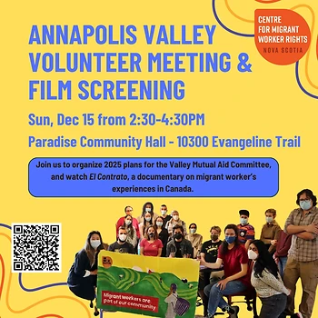 Poster for Valley Mutual Aid Volunteer Meeting